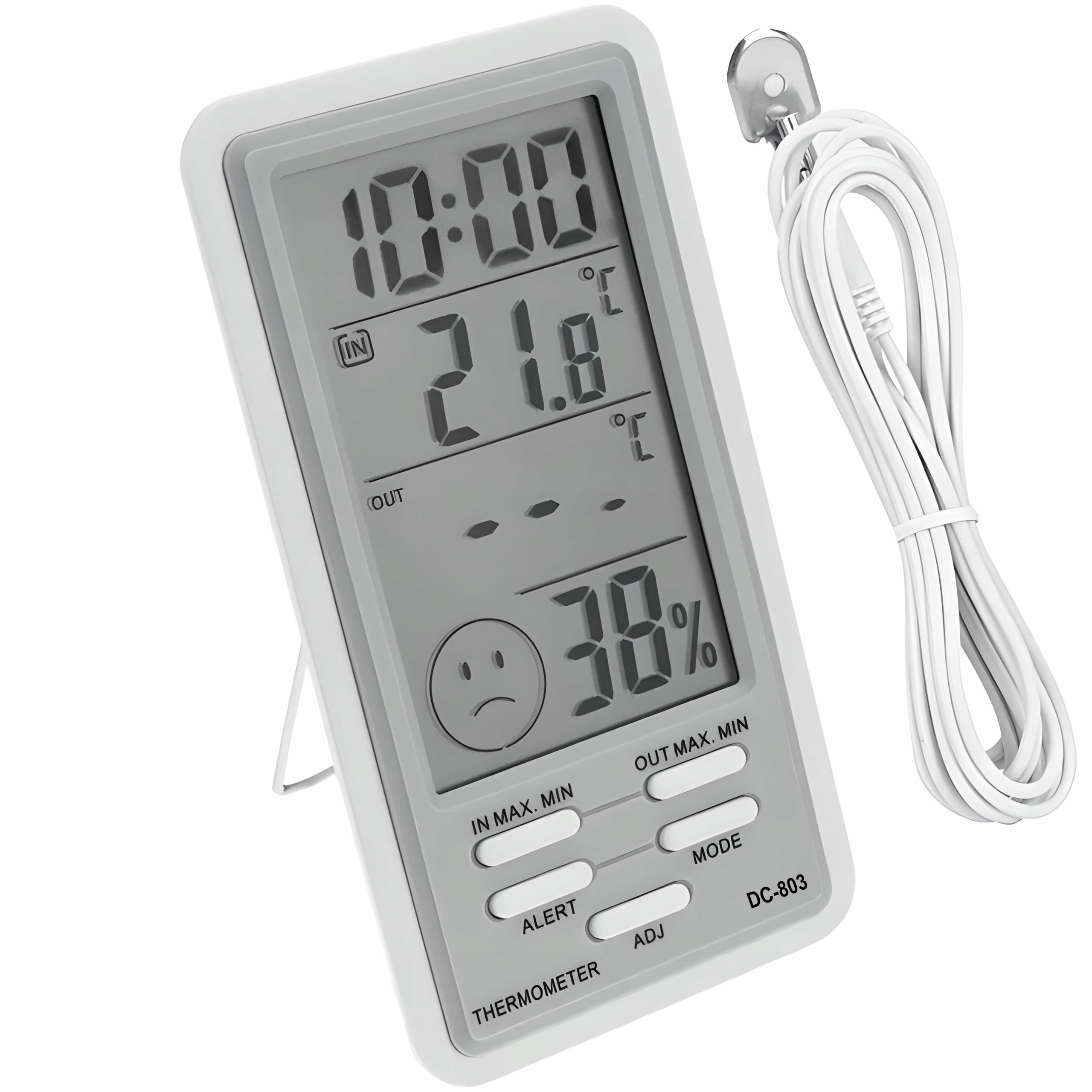 STACJA POGODY TERMOMETR HIGROMETR SONDA ZEGAR CZAS Stan opakowania oryginalne