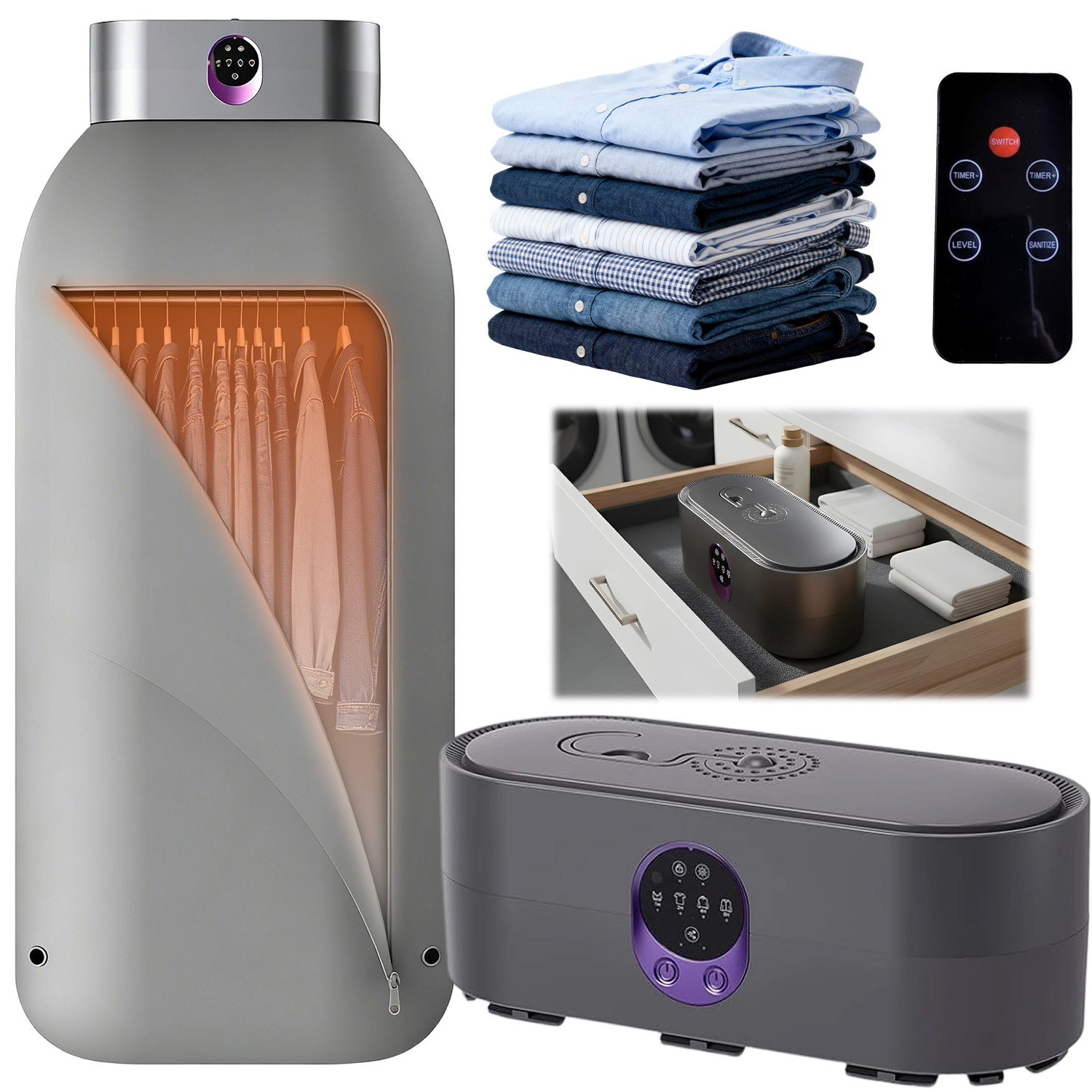 Levně Sušák Na Prádlo Turistická Elektrická Přenosná Závěsná 600W S Časovačem