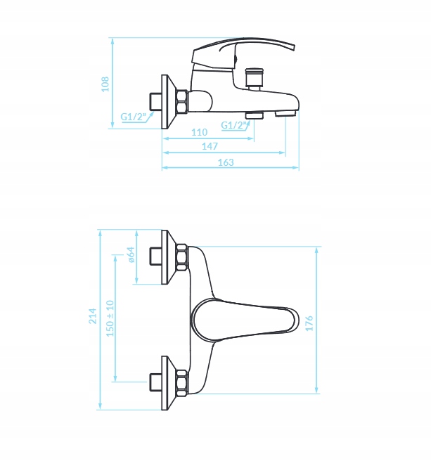 BATERIA WANNOWA PRYSZNICOWA ŚCIENNA ŁAZIENKOWA Kod producenta BATERIA WANNOWA PRYSZNICOWA ŚCIENNA