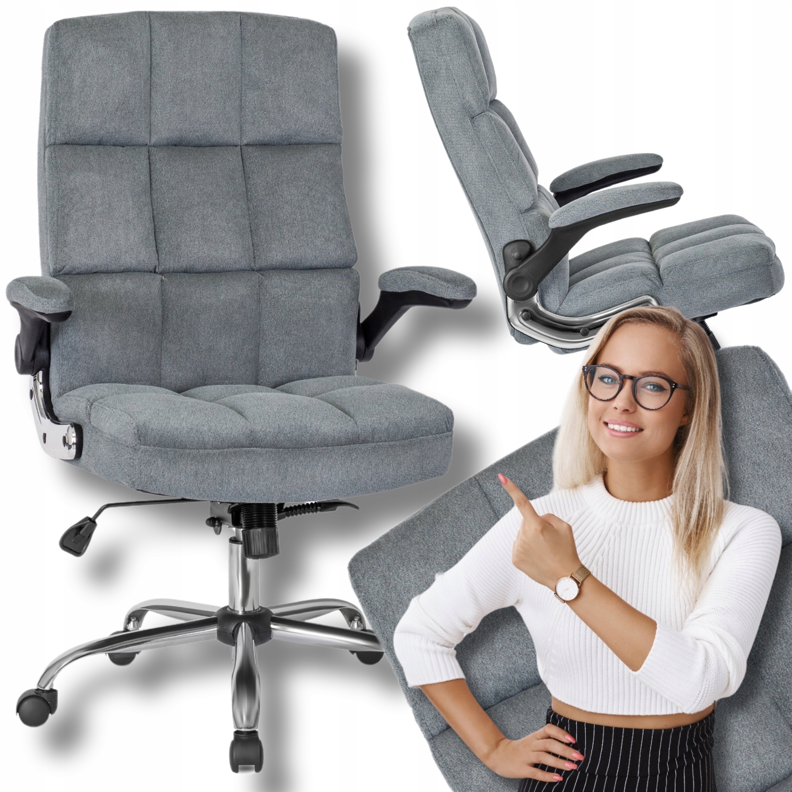 Otočné křeslo K Psacímu Stolu Kancelářské otočné křeslo Šedá London