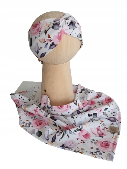 

Opaska Przeplatana + Chusta Pastelowe Róże 54-58cm