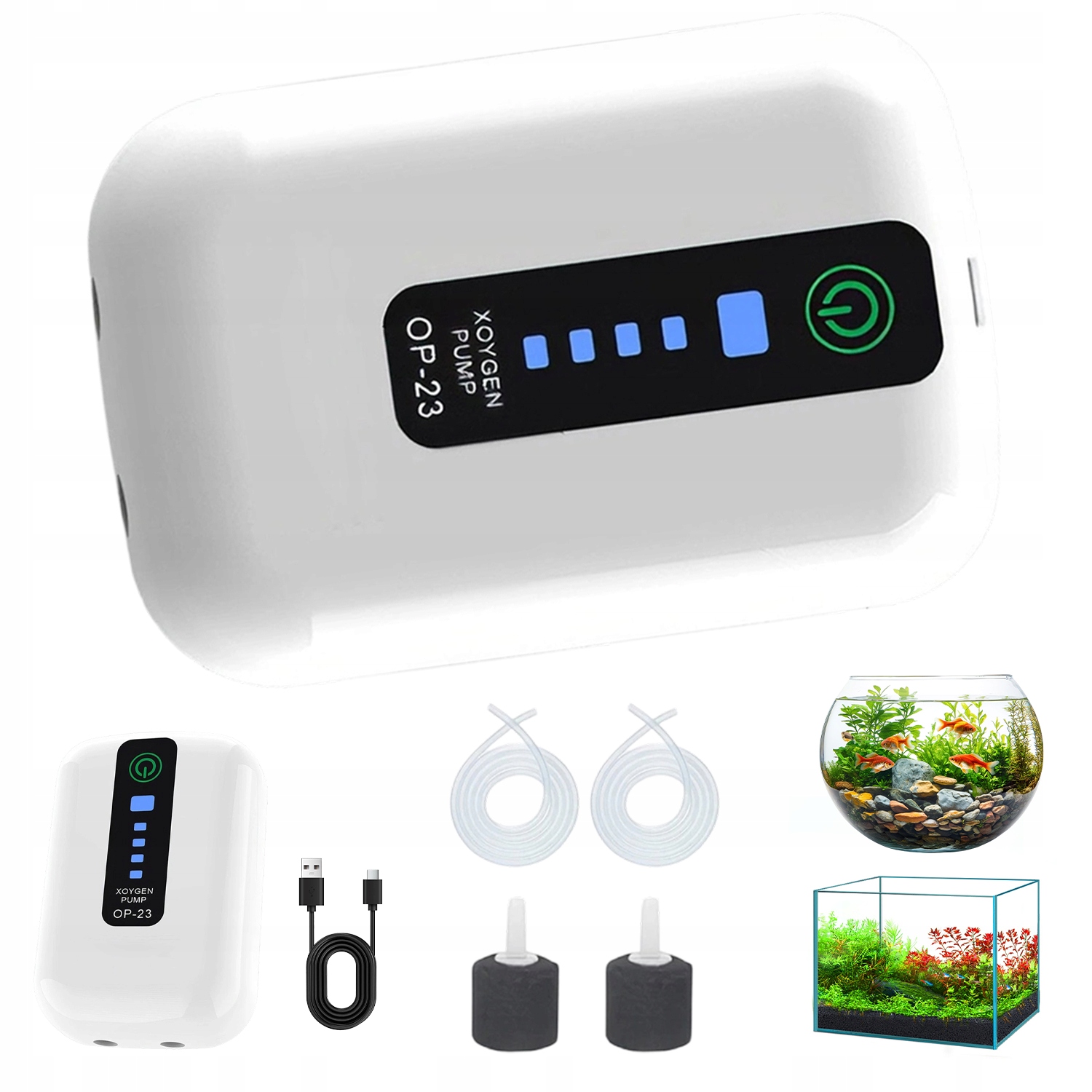 Levně Usb Akvarijní Vzduchová Pumpa S Ultra Tichým Nabíjením A 2 Výstupy