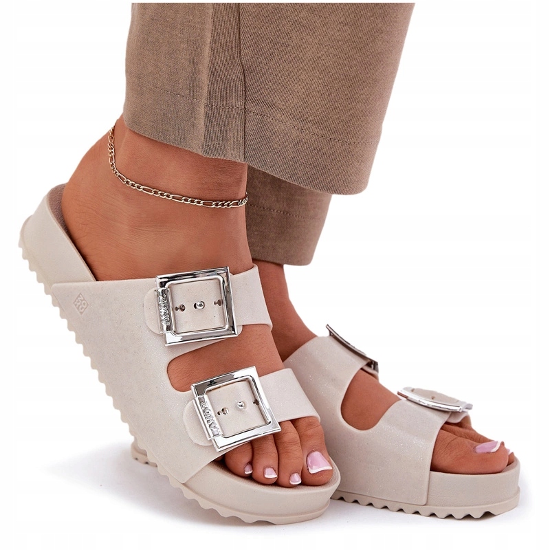 Nazouváky Se Třpytkami A Sponami Platforma Zaxy RR285056 Béžová 35/36