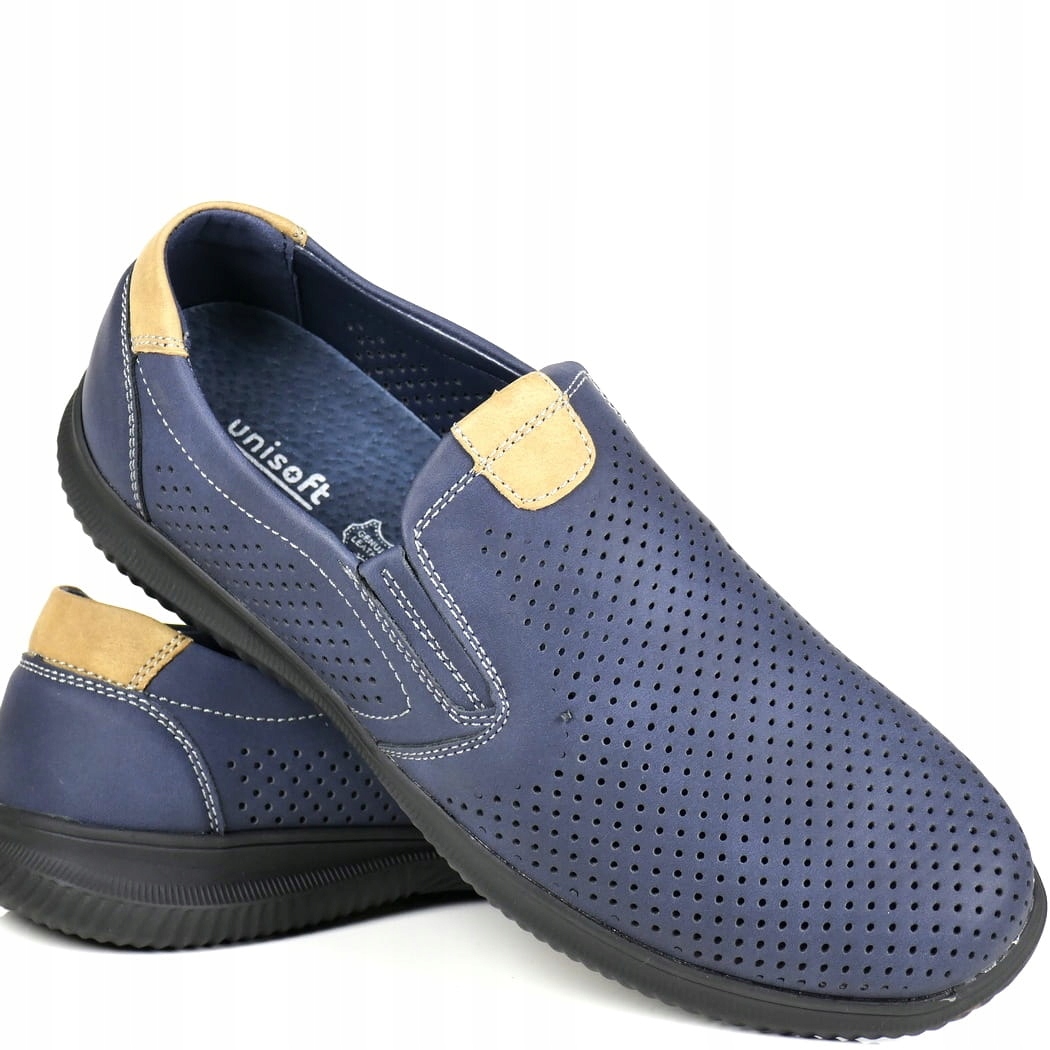Modré Pánské Polobotky S Měkkými Ažurovými Botami Navy 41