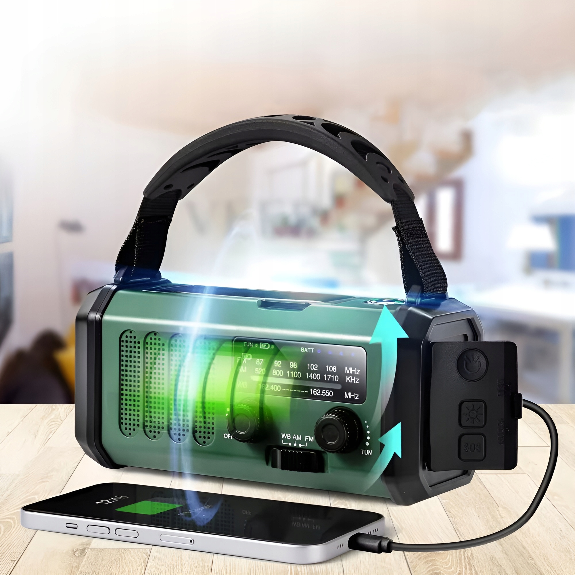 RADIO AWARYJNE 10000mAh SOLARNE POGODOWE FM AM SOS Z ŁADOWARKĄ USB KOMPAS Stan opakowania oryginalne