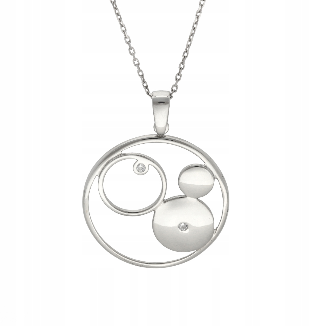 Přívěsek kulatý se zirkony, stříbro