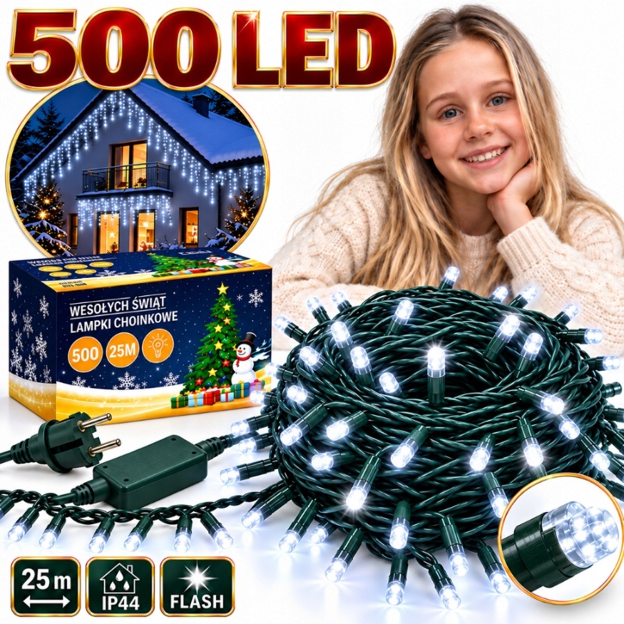 Lampy Rampouchy 500 Led 25 M Studená Bílá Flash IP44 Venkovní Kombinované