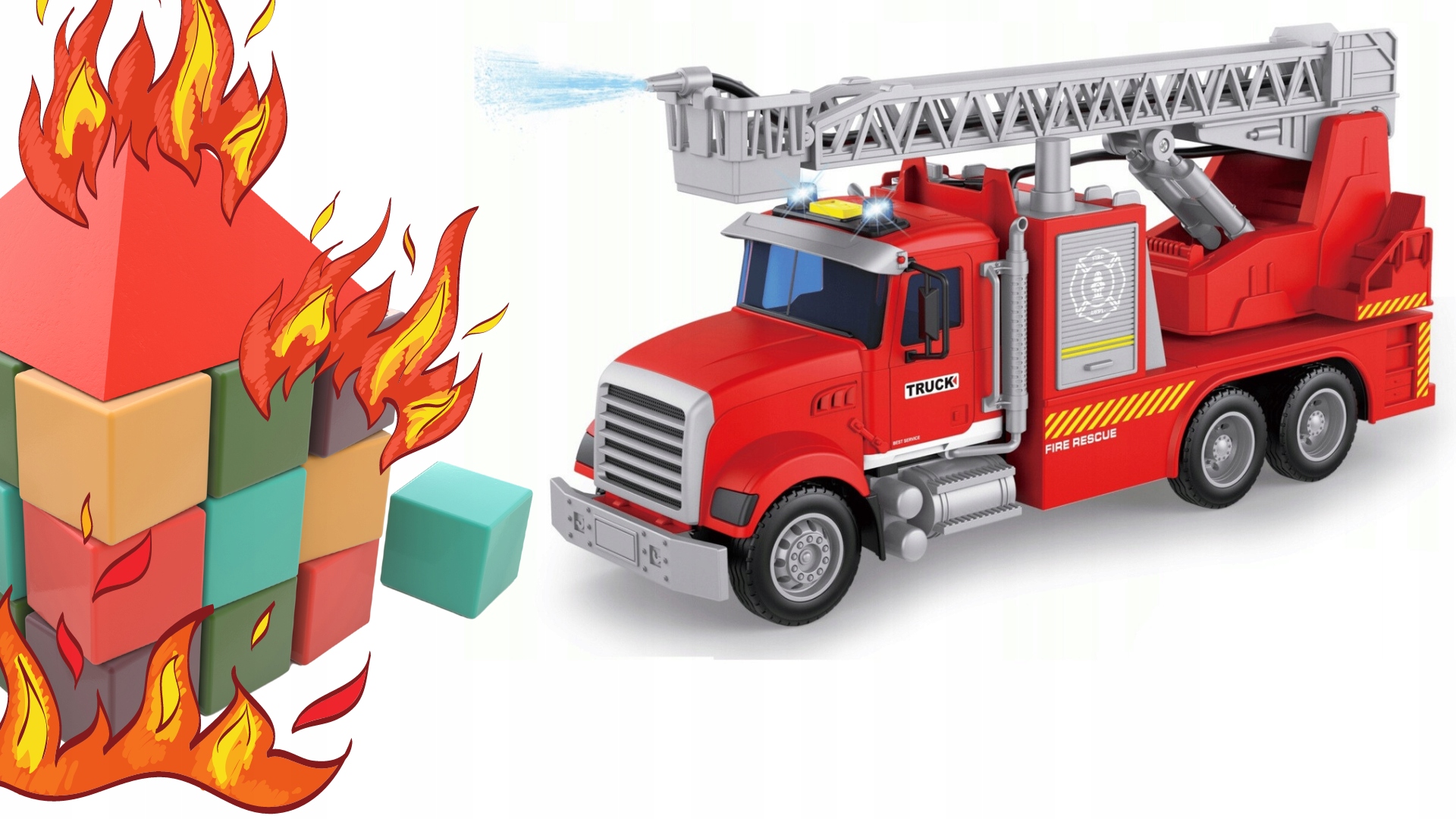 WÓZ STRAŻACKI STRAŻ POŻARNA ZE ŚWIATŁEM I DŹWIĘKIEM SAMOCHÓD DLA DZIECI Baterie tak