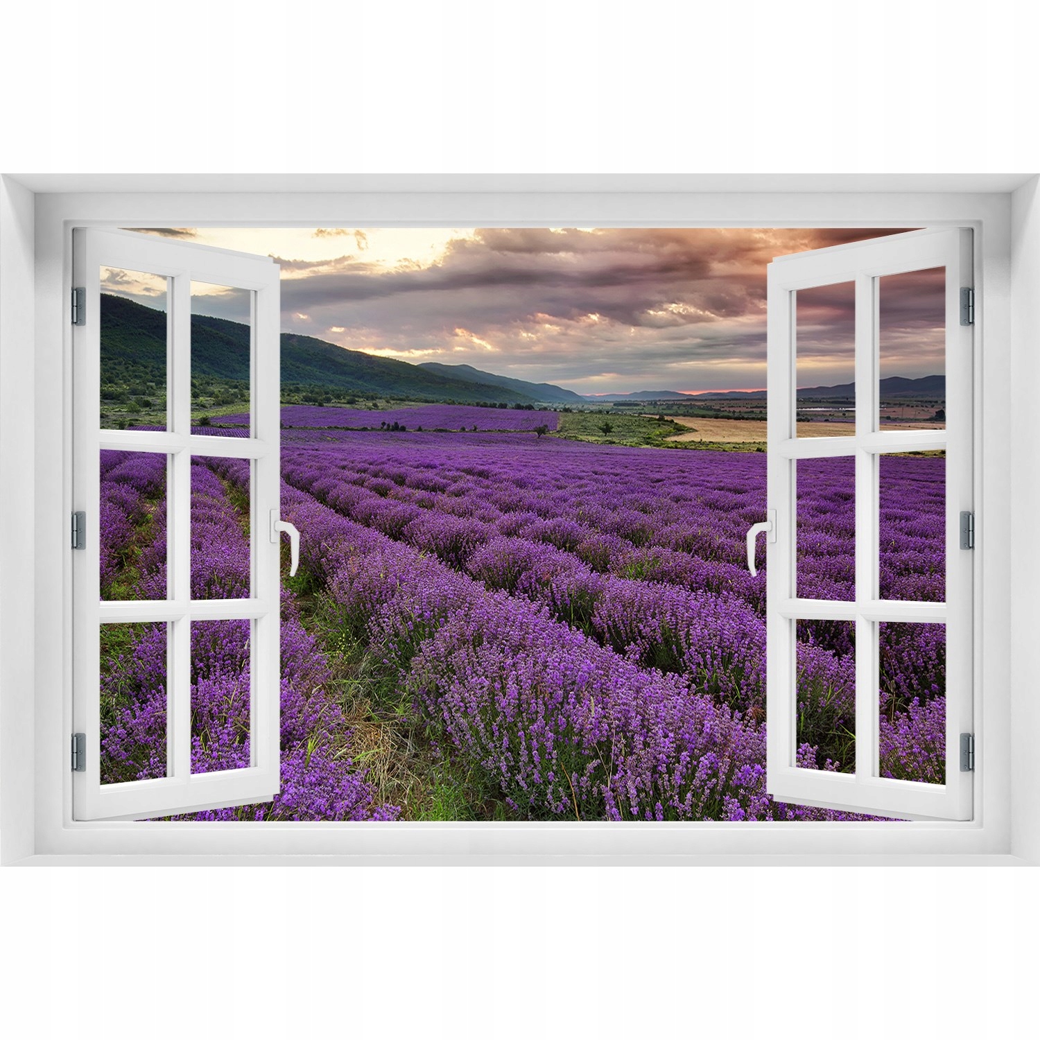 

Naklejka 3D Okno na ścianę Pole lawendy 90x60