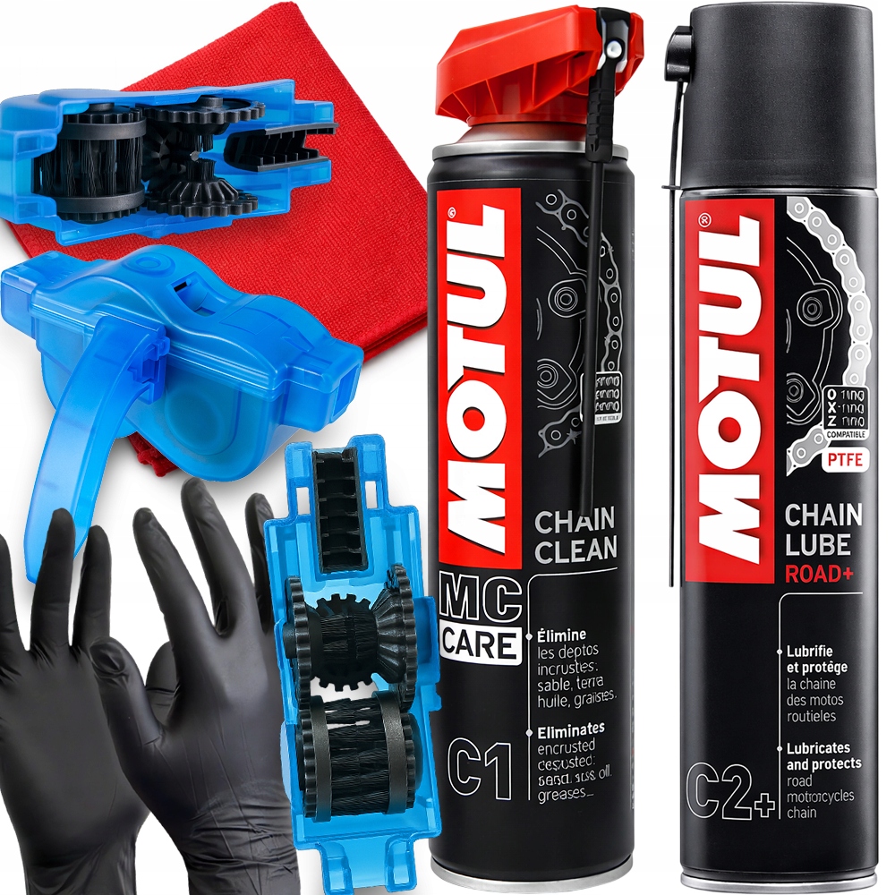 Zestaw Motul Do Czyszczenia Smarowania Łańcucha Motocykl Rower Szczotka