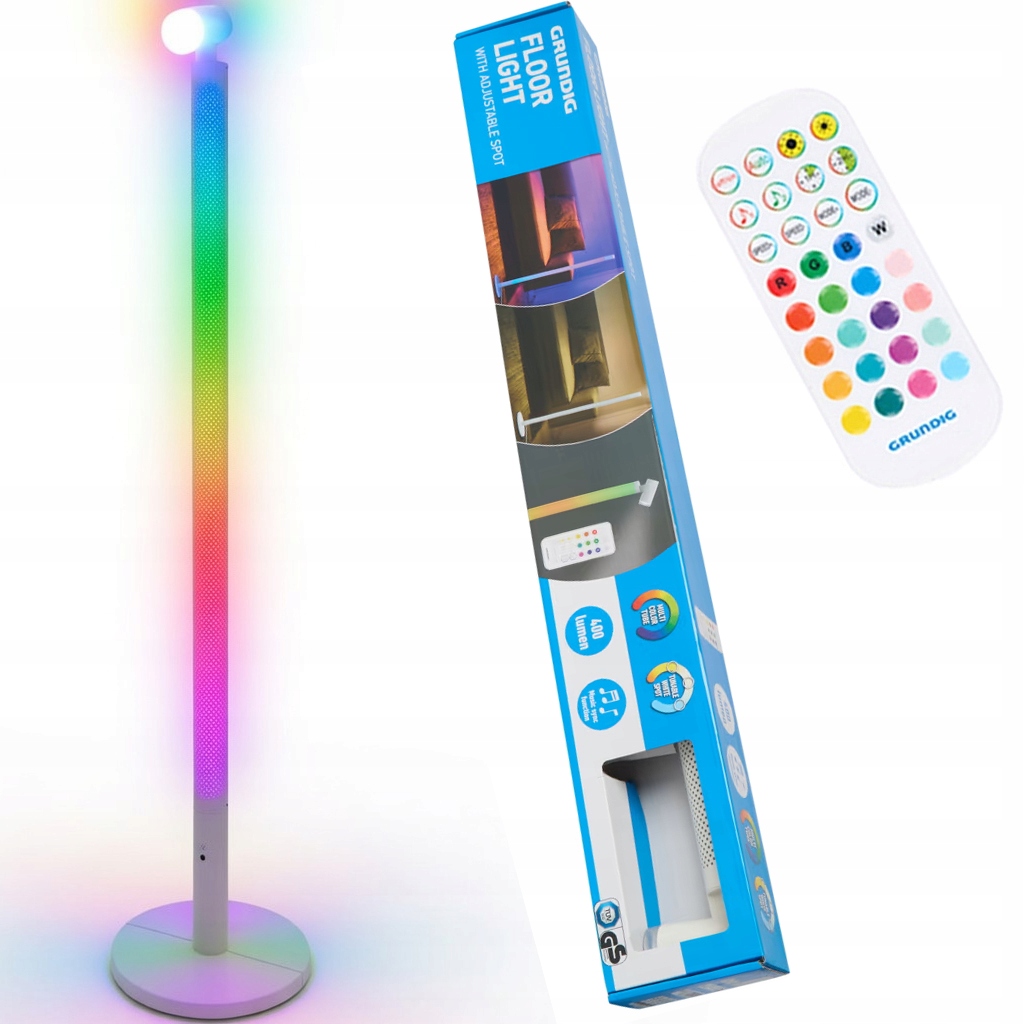 LAMPA STOJĄCA LED GRUNDIG RGB MUSIC SENSOR MUZYKI PODŁOGOWA 130cm Pilot