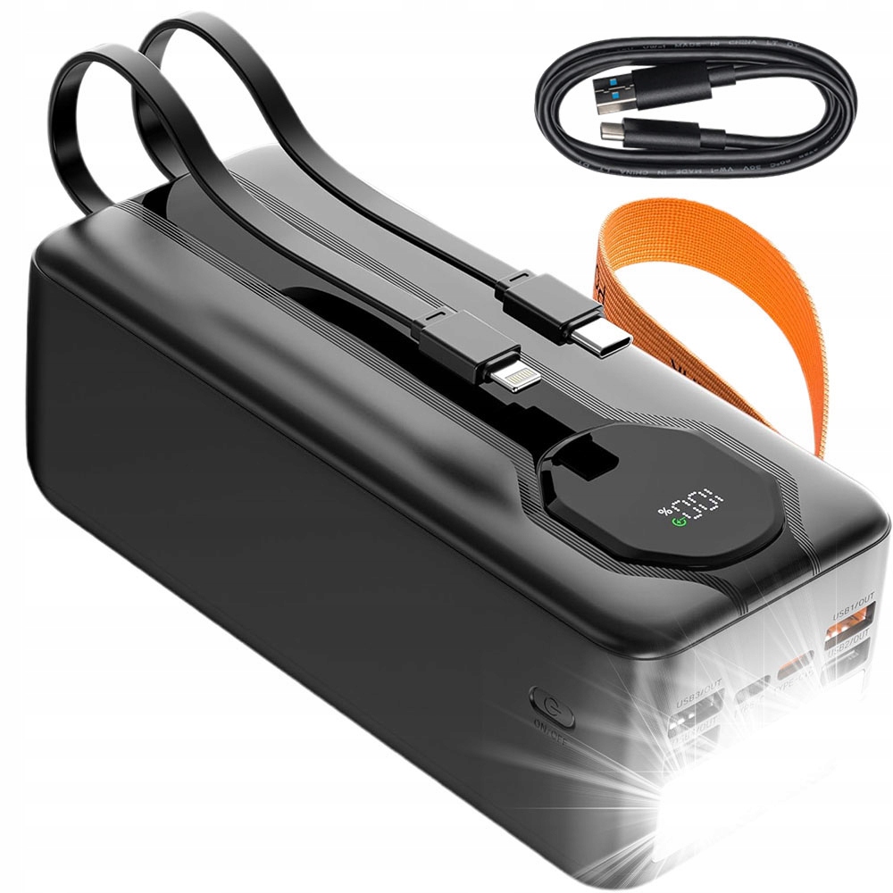 Powerbank 80000 MAh Szybkie Ładowanie Z Latarką Kablem Dla IPhone Androida