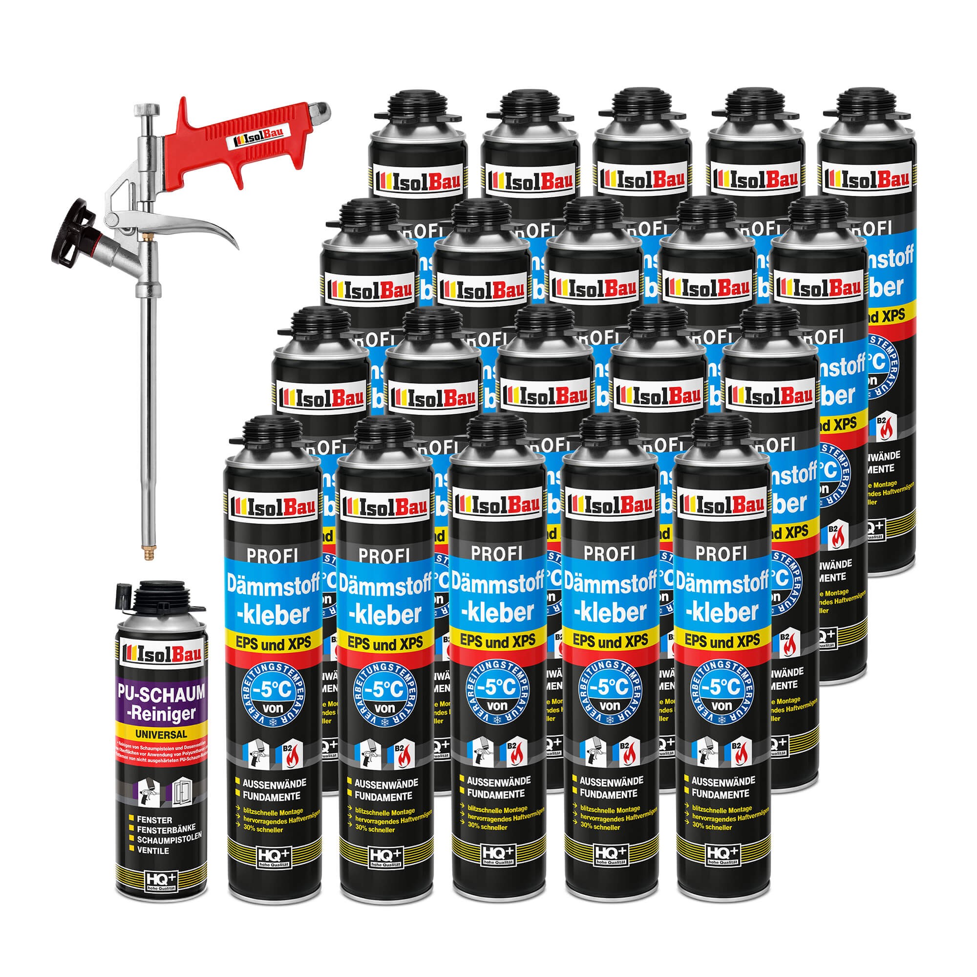 Sada Piano Lepidlo na polystyren Xps Eps od -5°C 20 x 750 ml Pistole Čistič