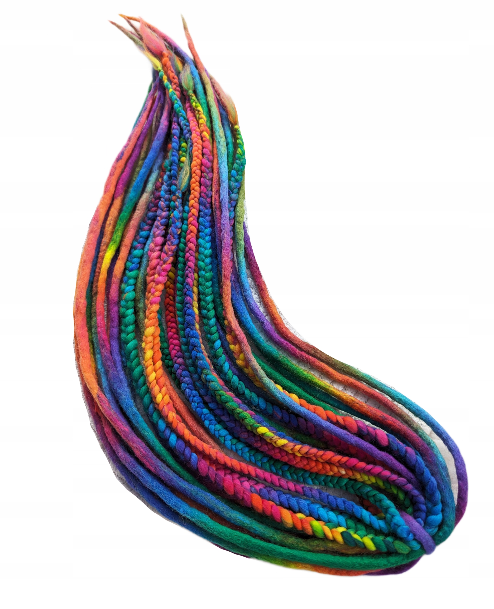 Vlněné copánky, duhové, barevné, Duhový MIX, 40 kusů