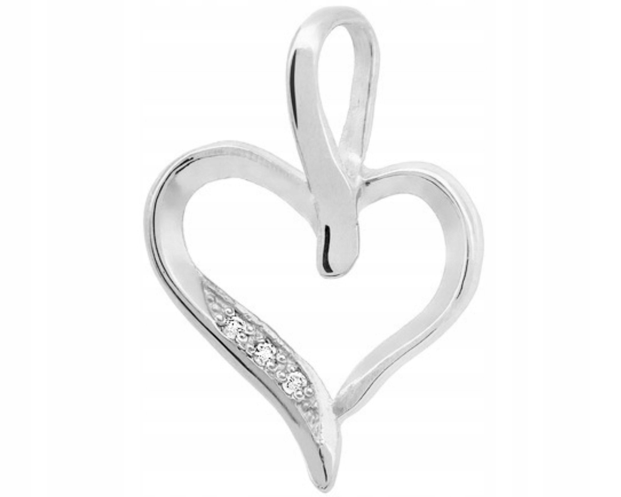 Zlatý přívěsek s brilianty srdce 585 Bílé Zlato