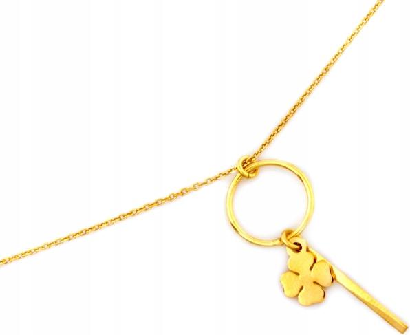 Stříbrný náhrdelník 925 pozlacený, elegantní a módní přívěsek s čtyřlístkem r45