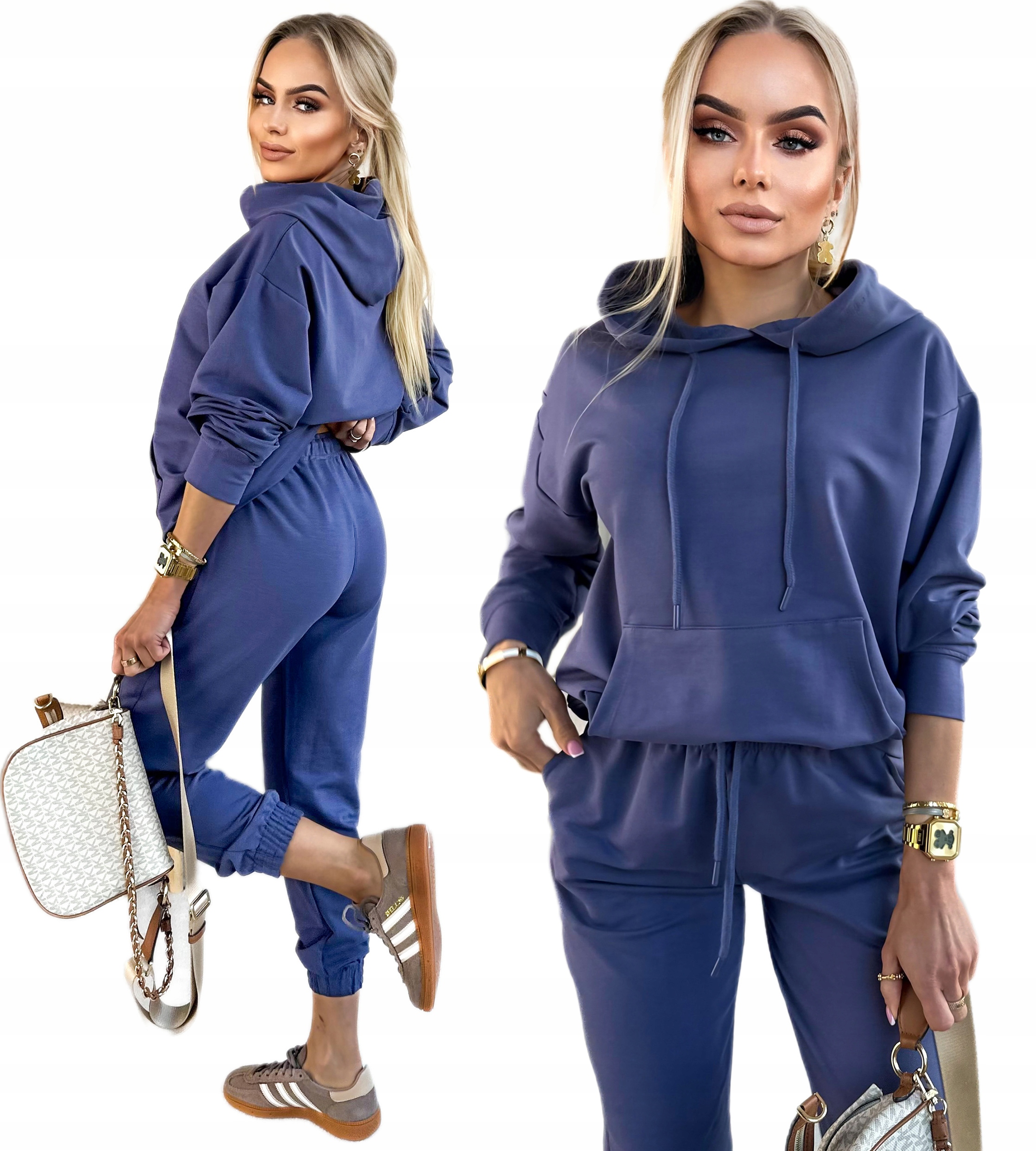 Dres damski sportowy Komplet Dresowy bluza kangurka spodnie S Zina