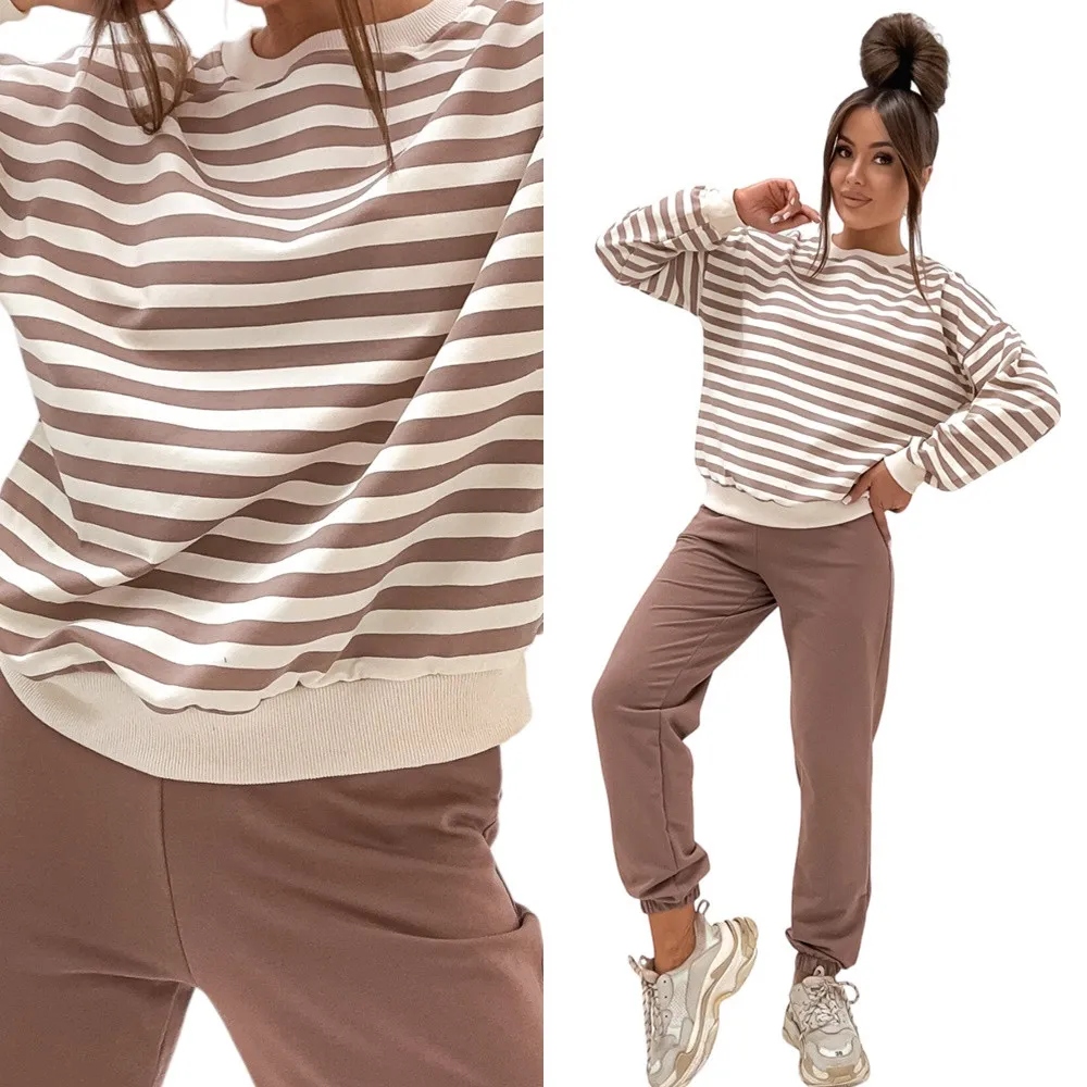 Dámský Teplákovka Sportovní bavlněný komplet bez kapuce S 36 Béžová