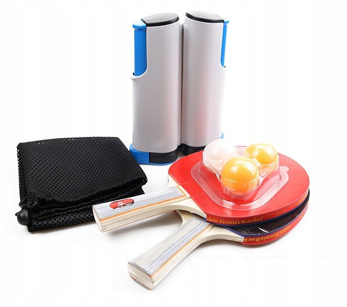 ZESTAW RAKIETEK DO TENISA STOŁOWEGO Z SIATKĄ + 3 PIŁKI DO PING PONGA
