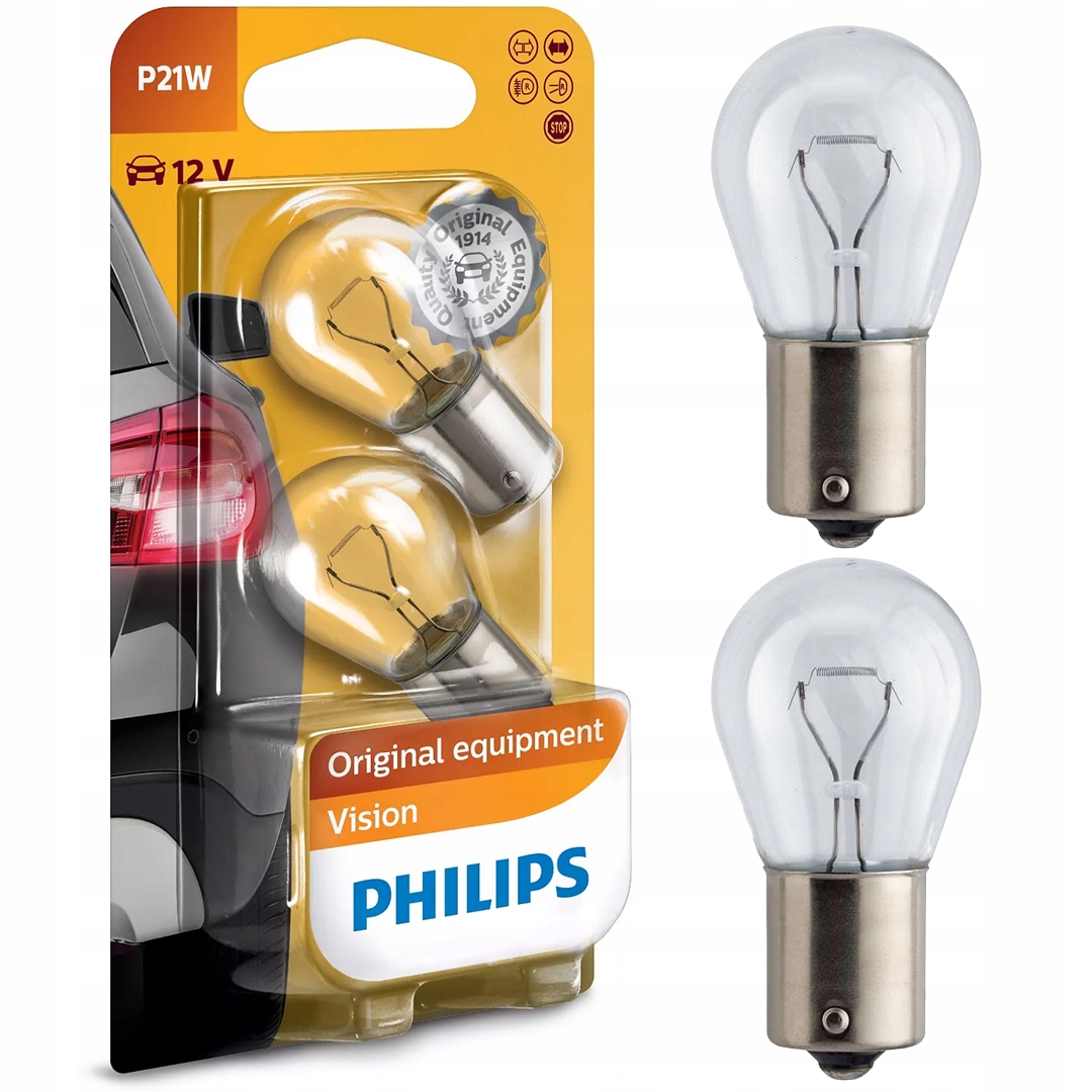 2x ŻARÓWKI PHILIPS P21W BA15s 12V VISION +30%