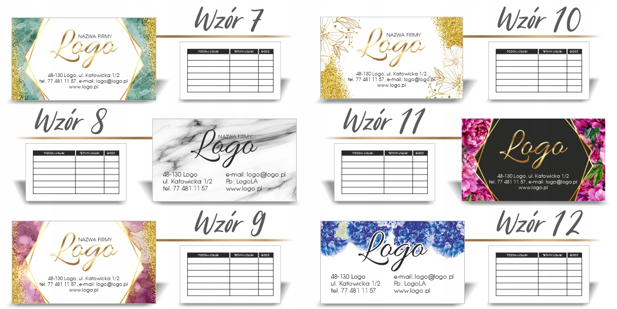 Wizytówki terminarz 100 szt tanio projekt 350g Marka inny