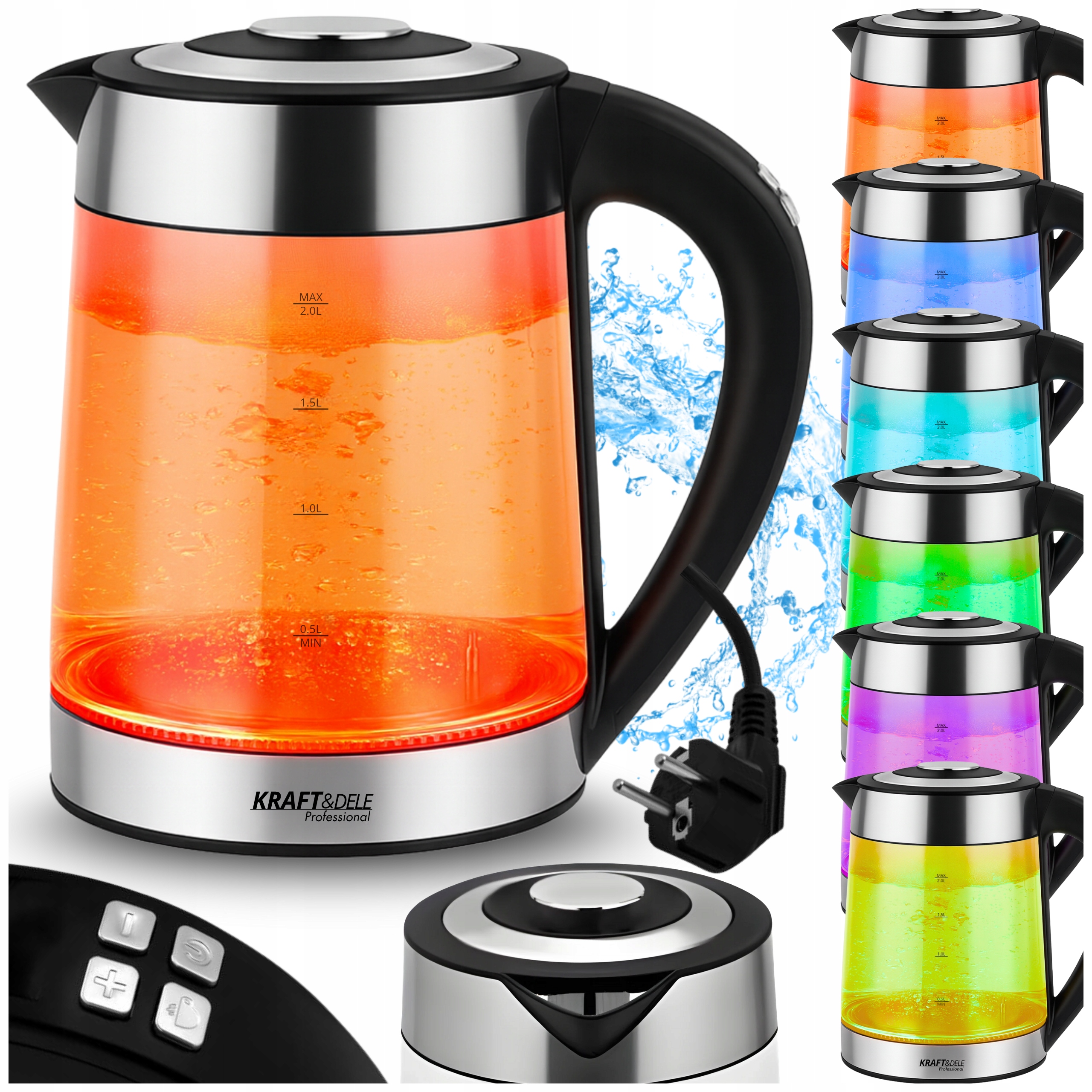 Czajnik Elektryczny Bezprzewodowy Z Regulacją Temperatury 2L 2500W Duży