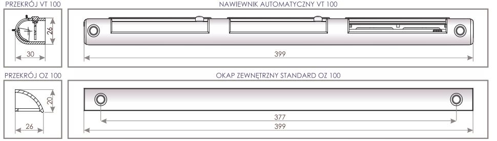 Nawiewnik okienny ciśnieniowy automatyczny VT 101, z przymknięciem, biały Rodzaj nawiewnik