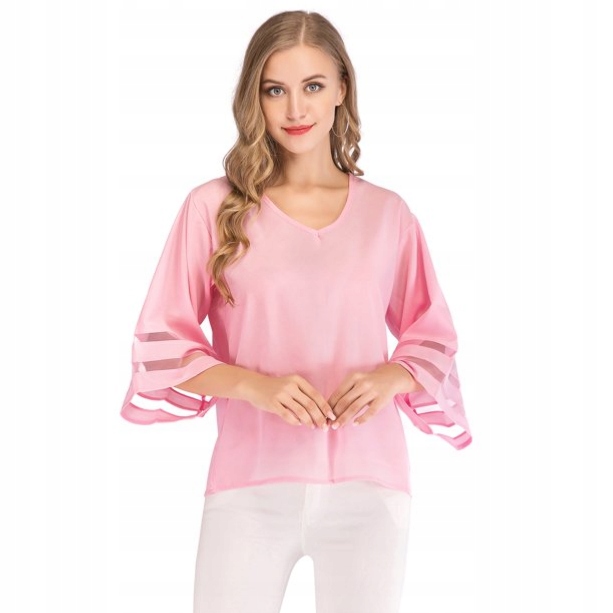 Dámský vršek Mesh Panel V Neck růžový S