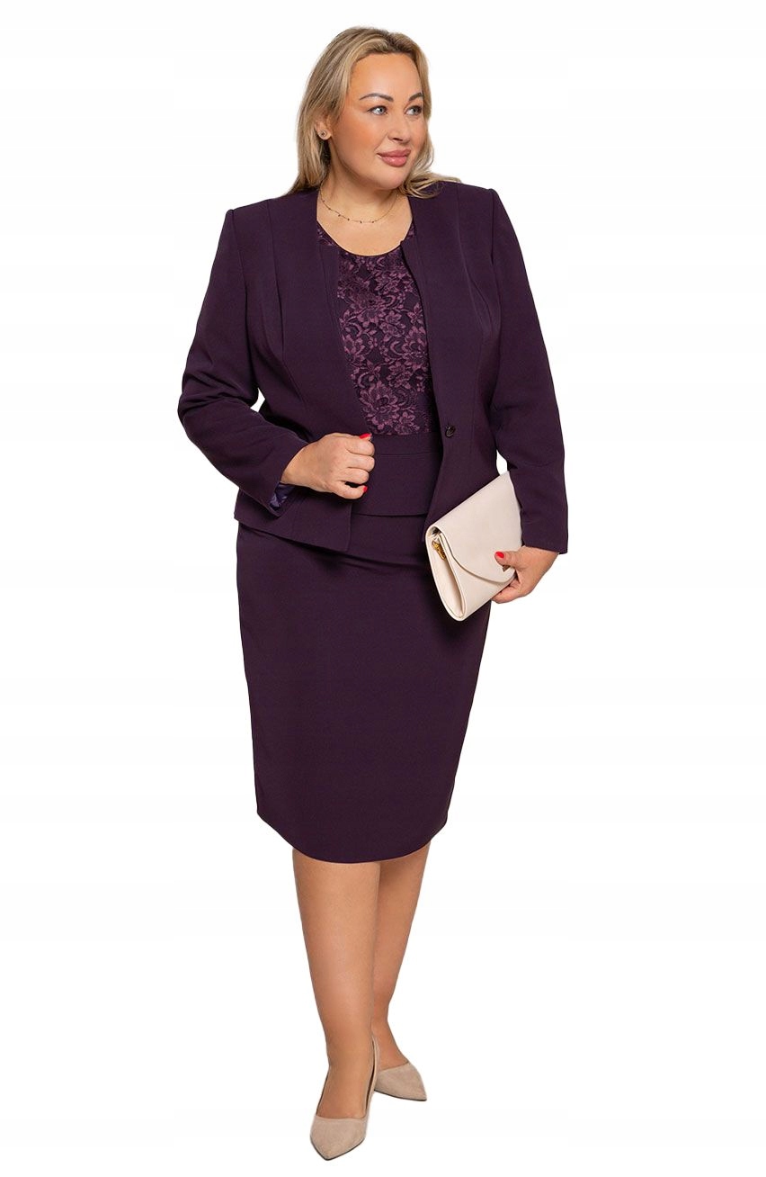 Třídílná švestková garsonka Plus Size vel. 60