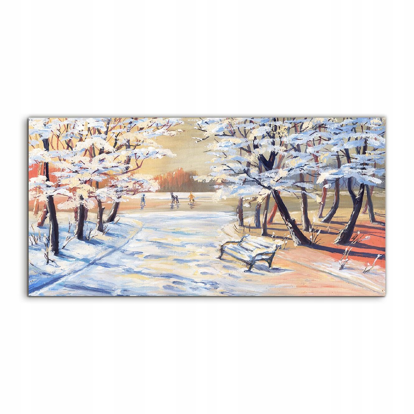 Akrylový obraz 120x60 ako darček Stromy Sneh Lavička