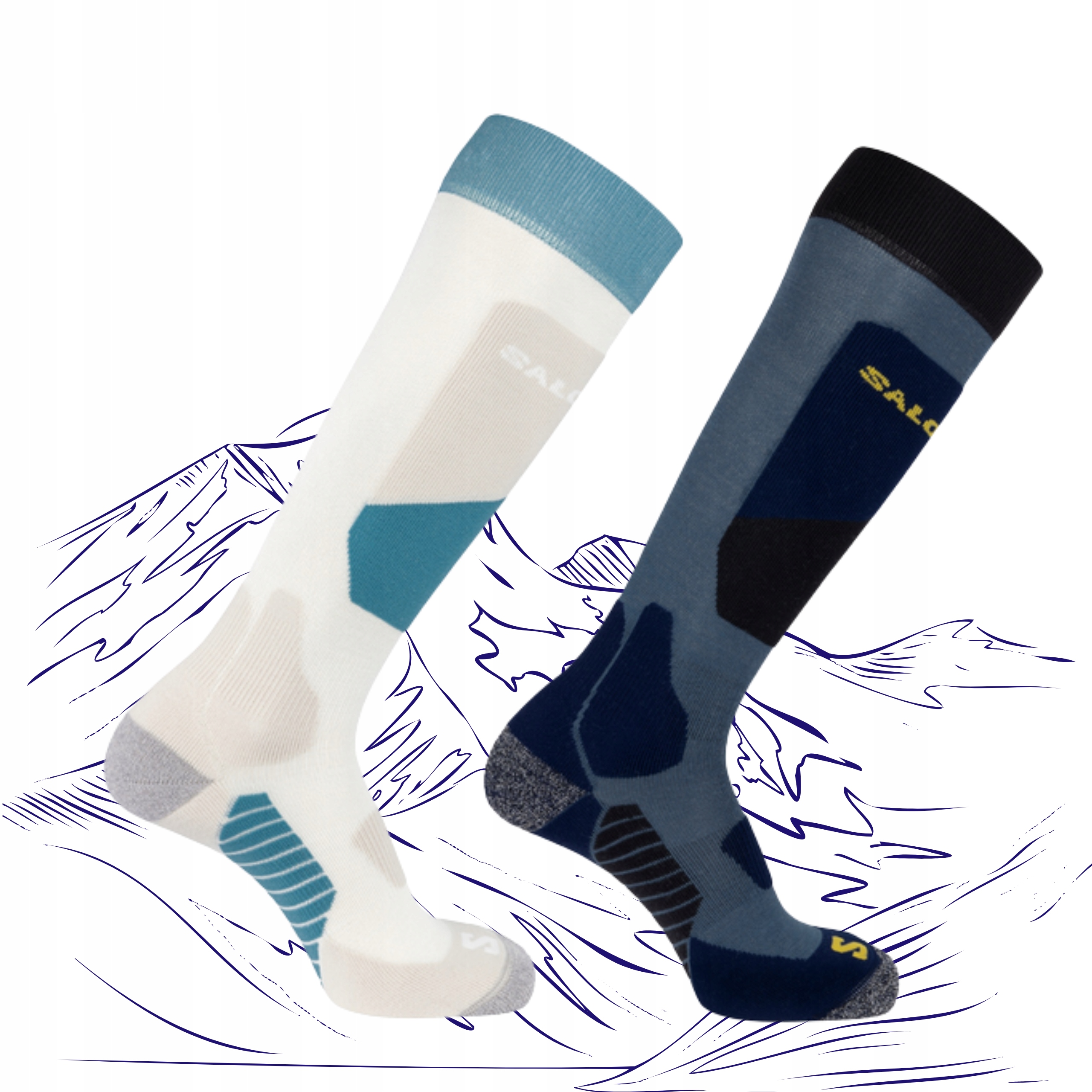 2x Ciepłe Skarpety Narciarskie Skarpetki Merino Salomon S/Access 36-38