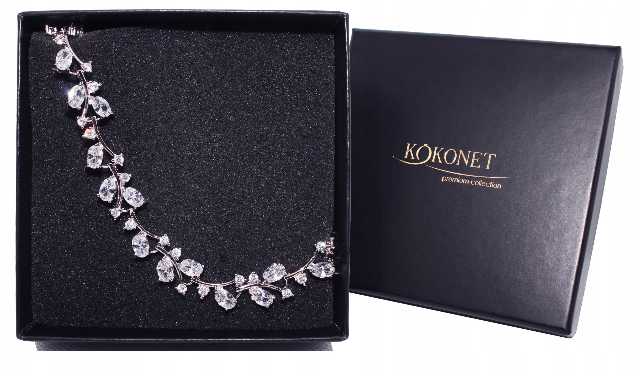 bransoletka kwiatowa SREBRNA motyw ROŚLINNY ślubna