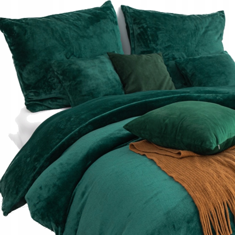 Zielona Pościel 160x200 Pluszowa Polarowa Gruba Ciepła Milutka Zimowa Miś