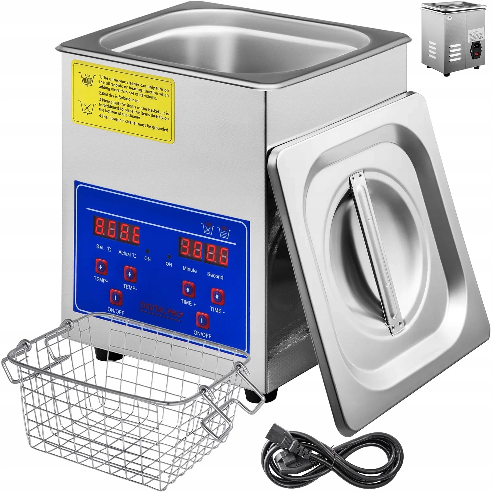 Digitální ultrazvuková čistička 2L, 40kHz, 60W, digitální ovládání