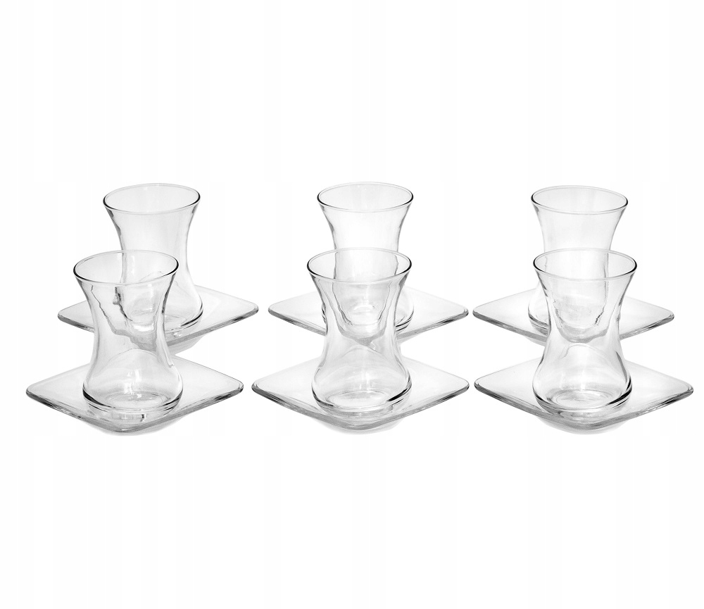 Levně Sklenice na čaj, čtvercové podstavce, komplet