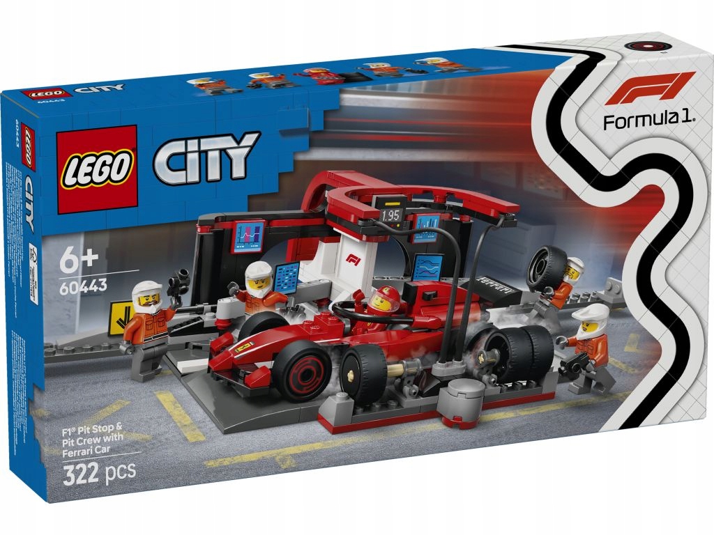 Lego 60443 City F1 Pit stop a mechanici s vozem Ferrari