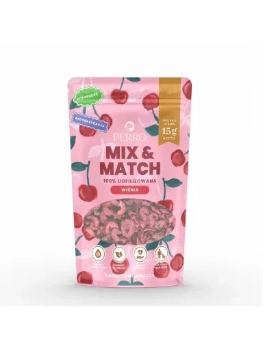 4x Perro MIX & Match Přírodní lyofilizované pamlsky pro psa Višeň 15 g