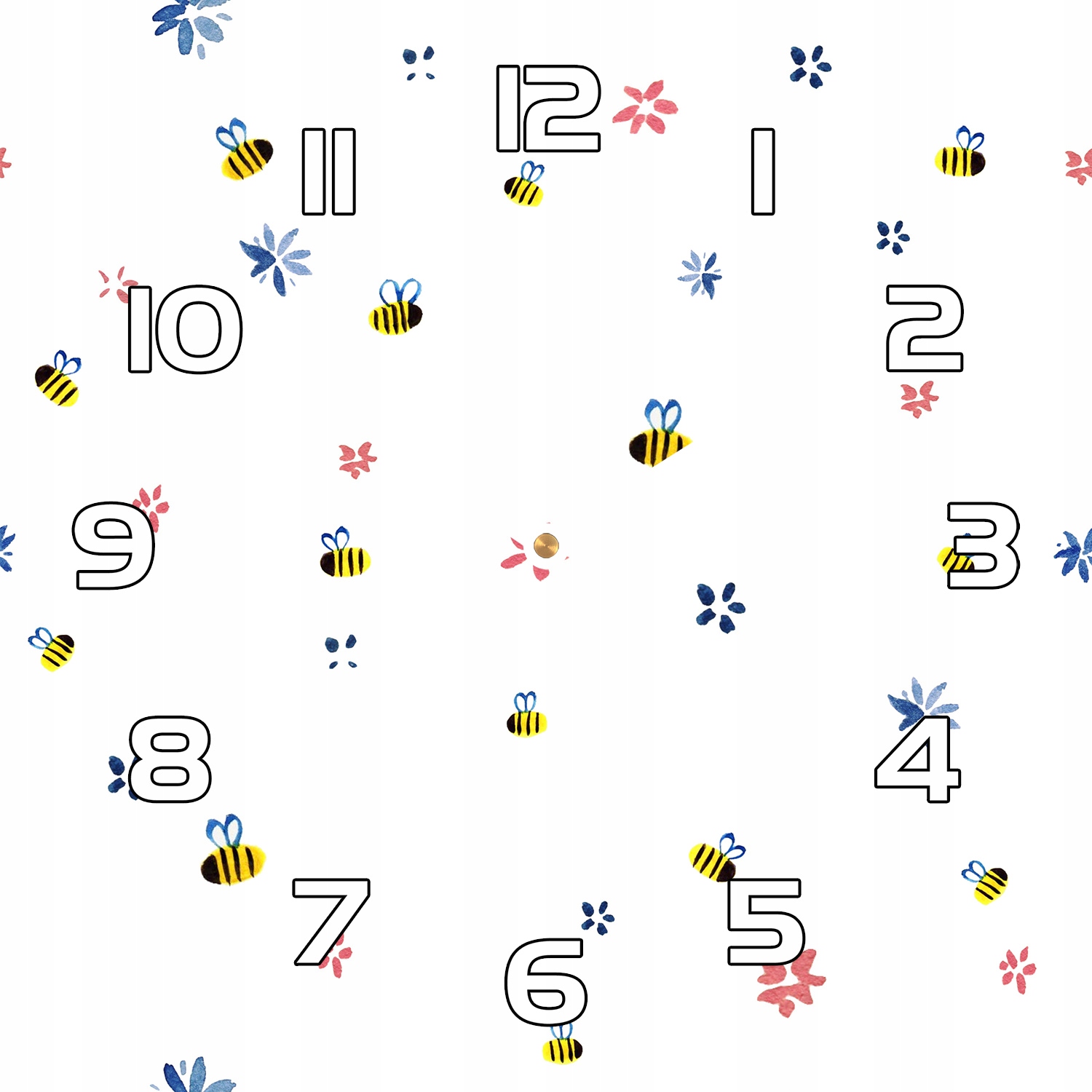 

Cichy zegar na szkle Pszczoła i Kwiaty 30x30 cm