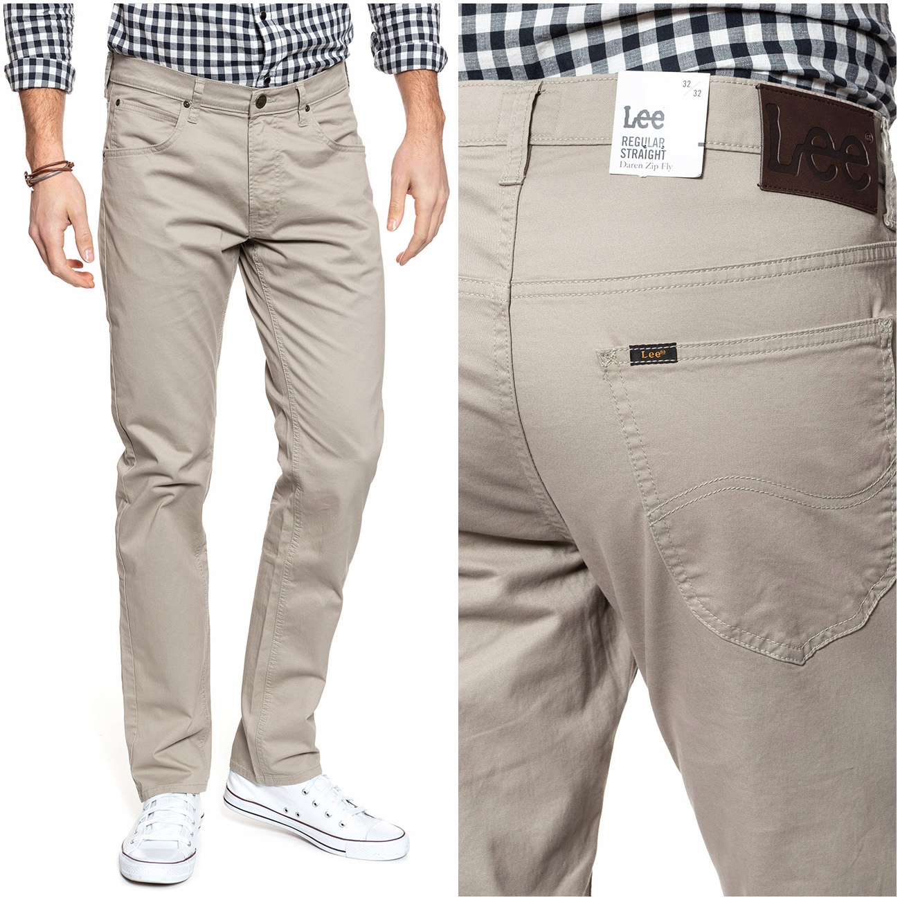 

Lee Daren Zip Fly Męskie Spodnie Materiał W33 L34