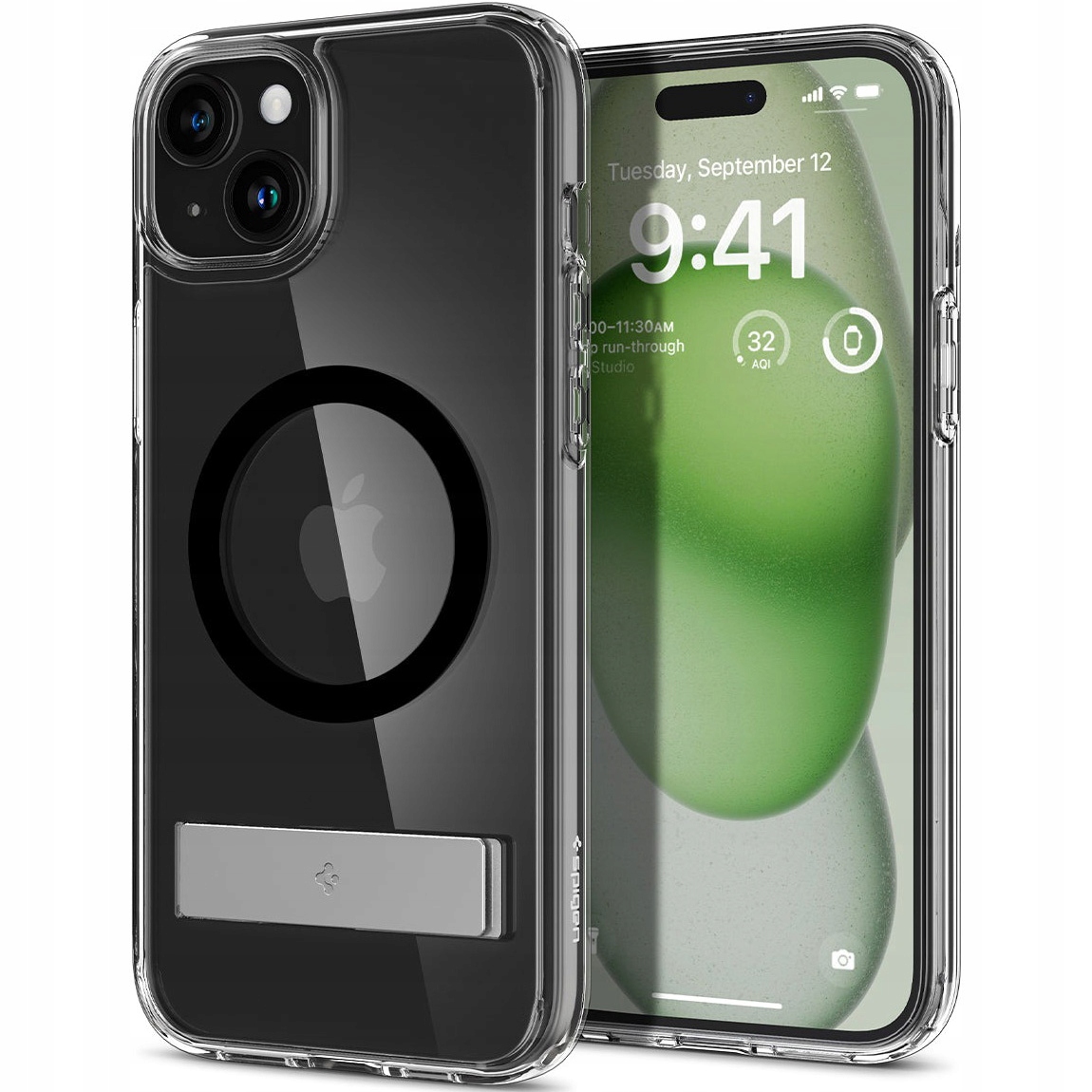 Puzdro Ultra Hybrid S MagSafe s podstavcom pre iPhone 15 Plus čierne