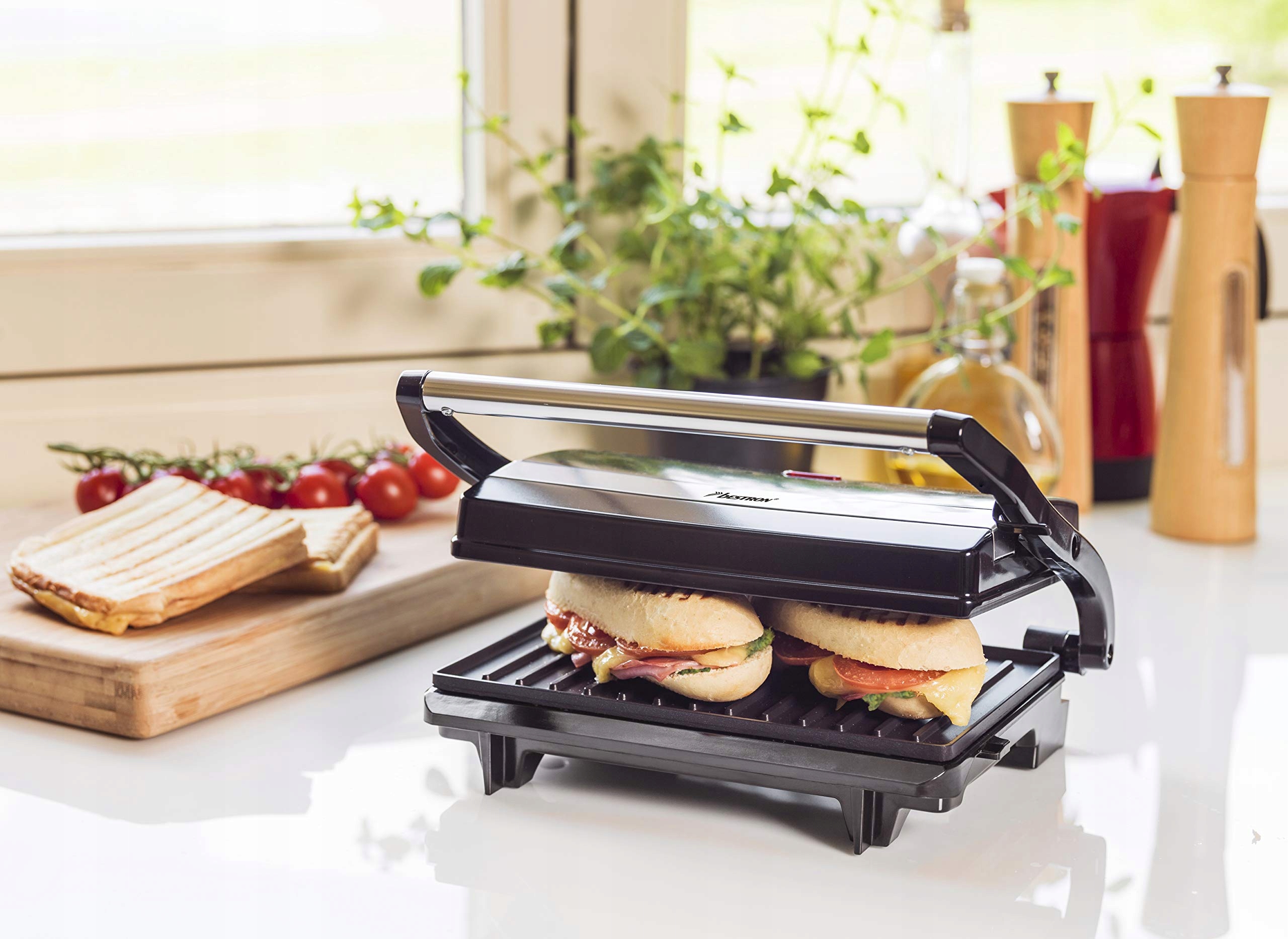 BESTRON Grill Kontaktowy Elektryczny 700W Czarny Powłoka Nieprzywierająca — miniatura 6