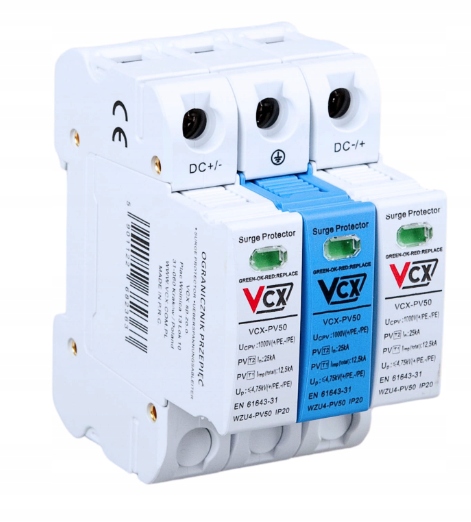 Svodič přepětí fotovoltaický DC třídy B+c 3P (T1+T2) 12,5kA 1000V Gd