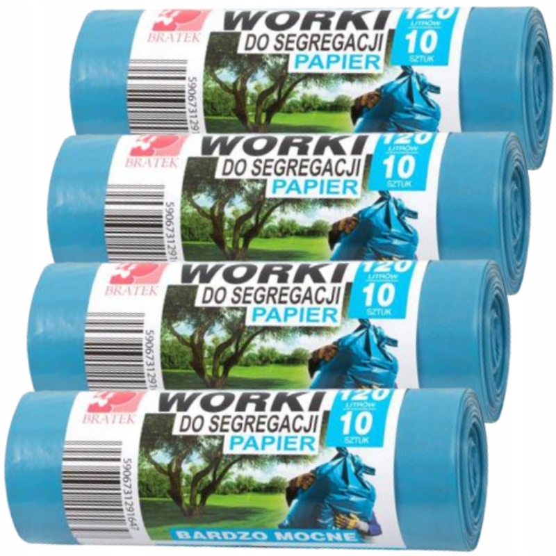 

Worki do segregacji śmieci Niebieskie Papier 120L
