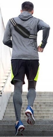 Saszetka torebka nerka dla biegaczy odbaskowe paski jogging czarna pasek Model BAGGYX