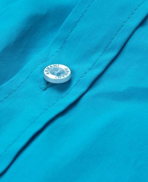 KOSZULA ARMANI JEANS SLIM FIT MĘSKA KOSZULA GŁADKA TURKUSOWA ROZMIAR L Model ARMANI EMBROIDERED LOGO