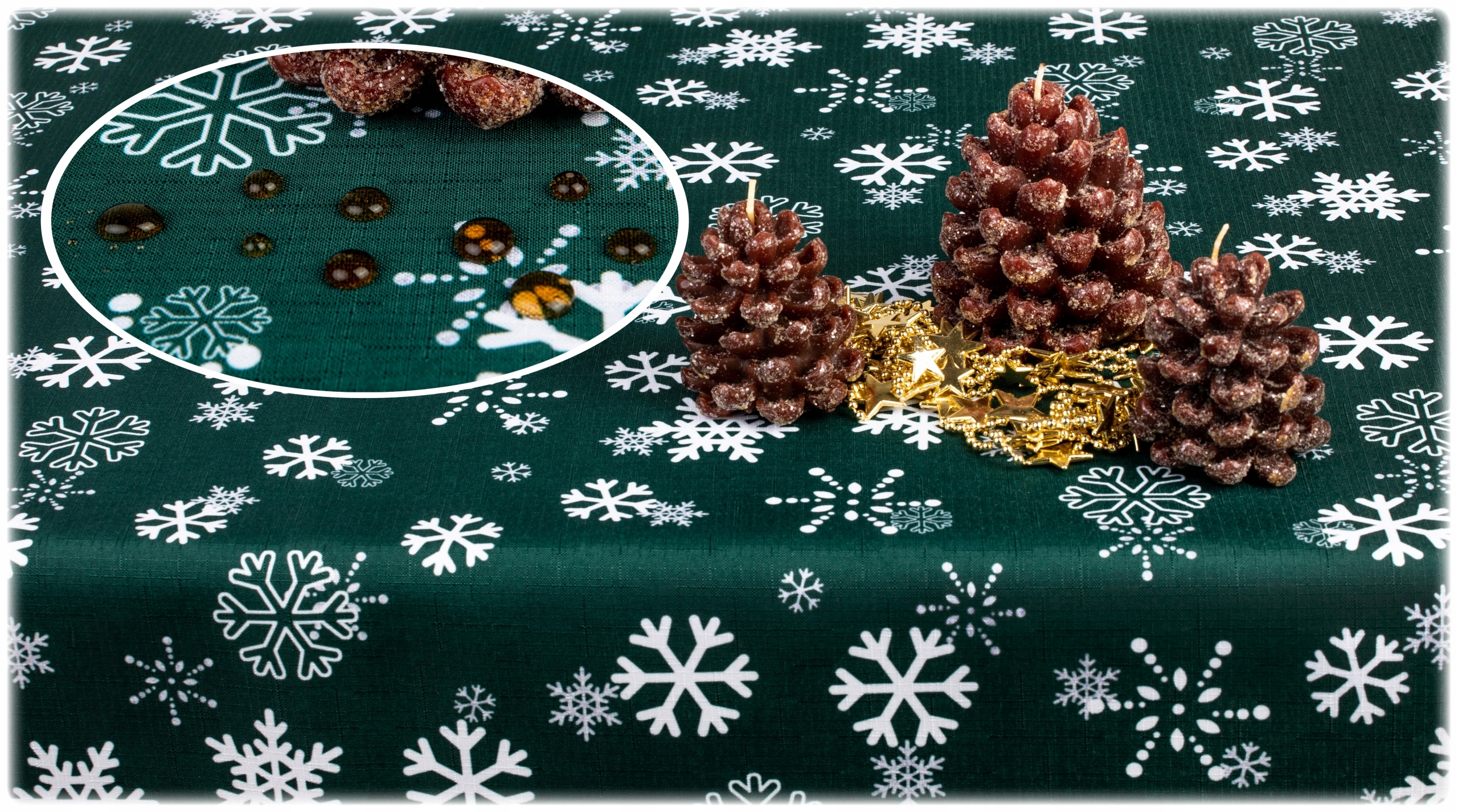 

Plamoodporny obrus Świąteczny 120x280 zielony Styl