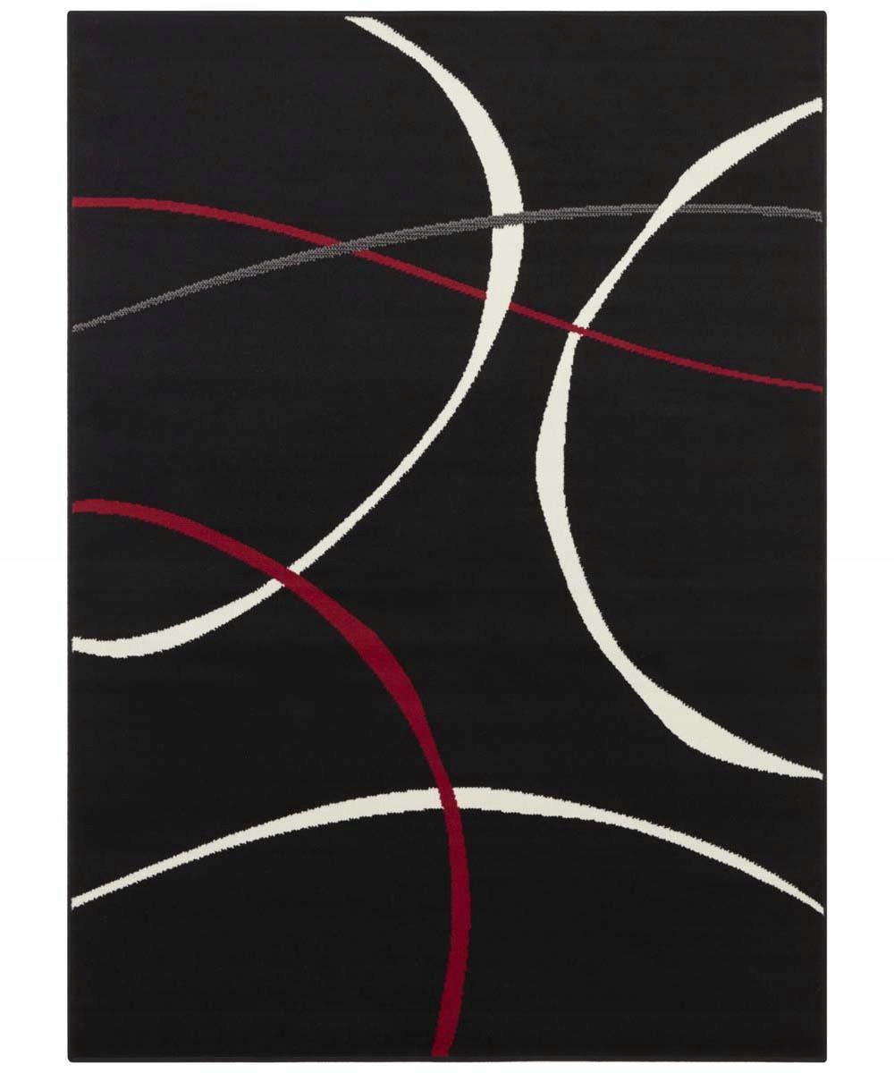 Koberec moderní, černý, barevná kolečka 80x150 cm