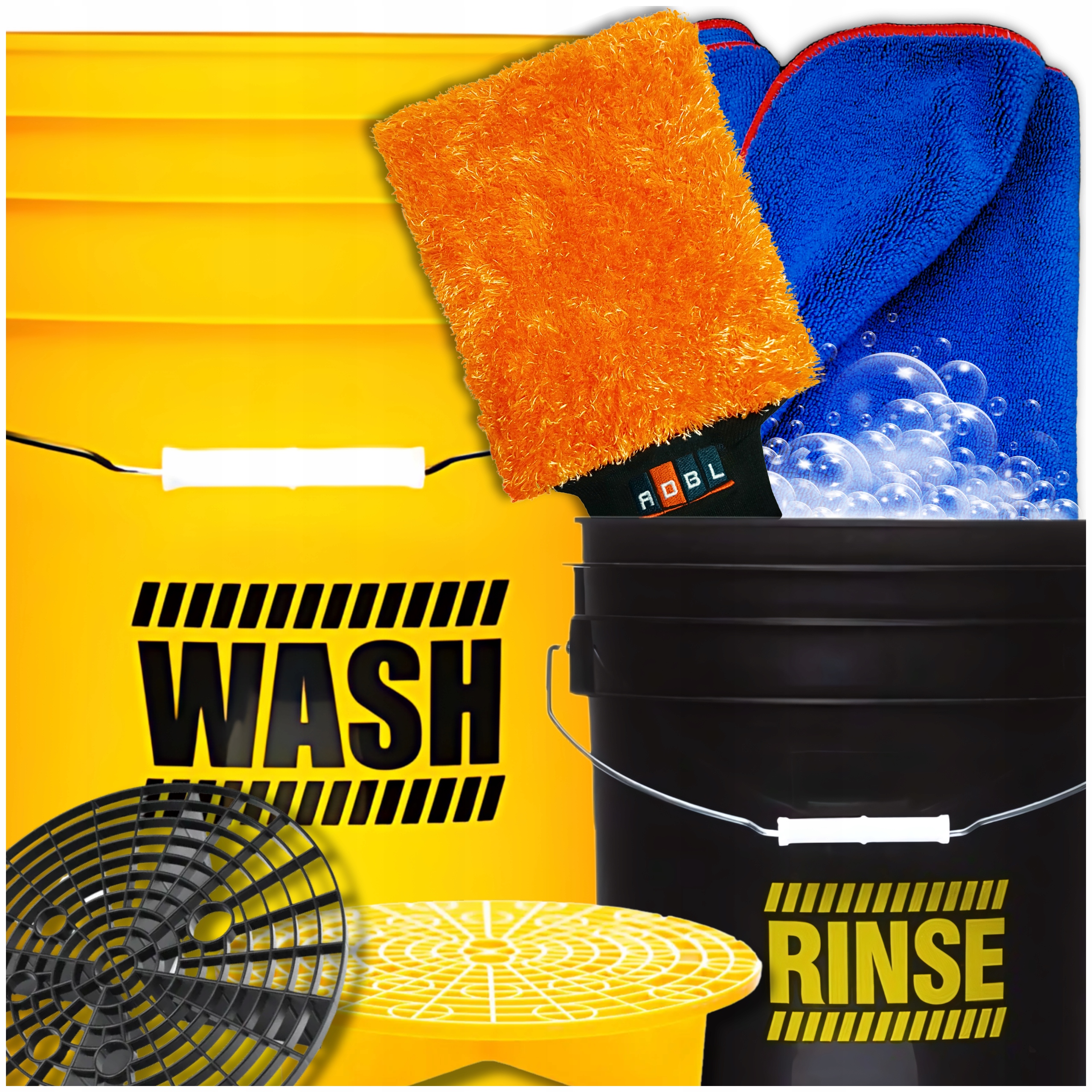 Set Na Umývanie Auta XXL rukavica uterák sada vedier s oddeľovačmi