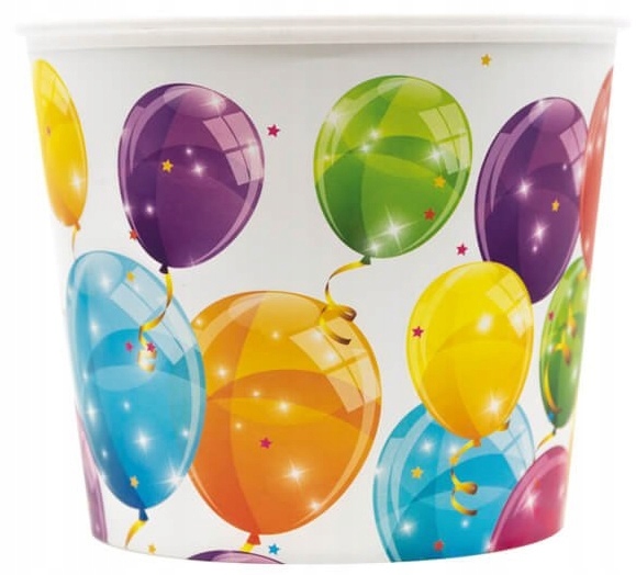 Pudełko na Popcorn Chipsy Przekąski Pojemnik Kubełek Balony 2,2l