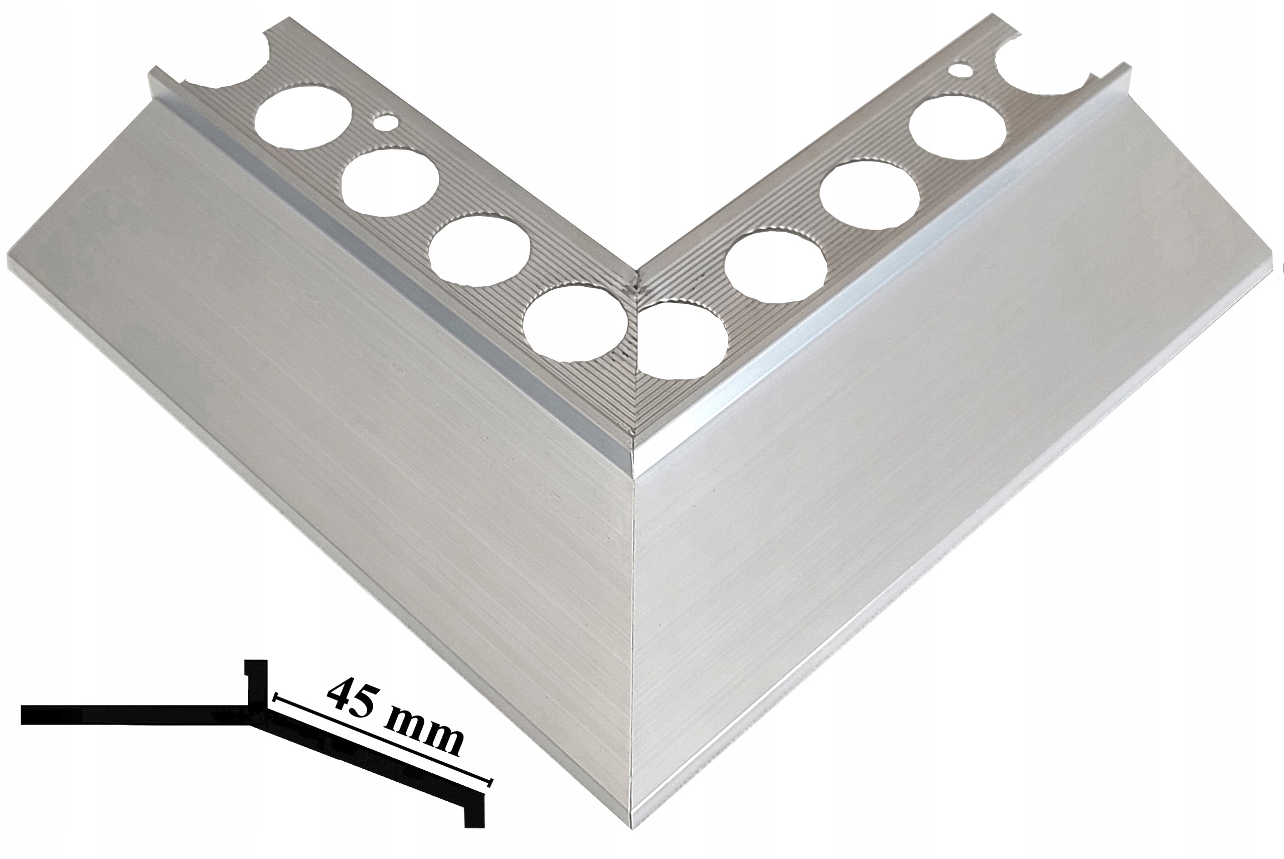 NAROŻNIK ZEWNĘTRZNY 90° - OKAPOWY ALUMINIUM NATURALNE DASZEK 45mm